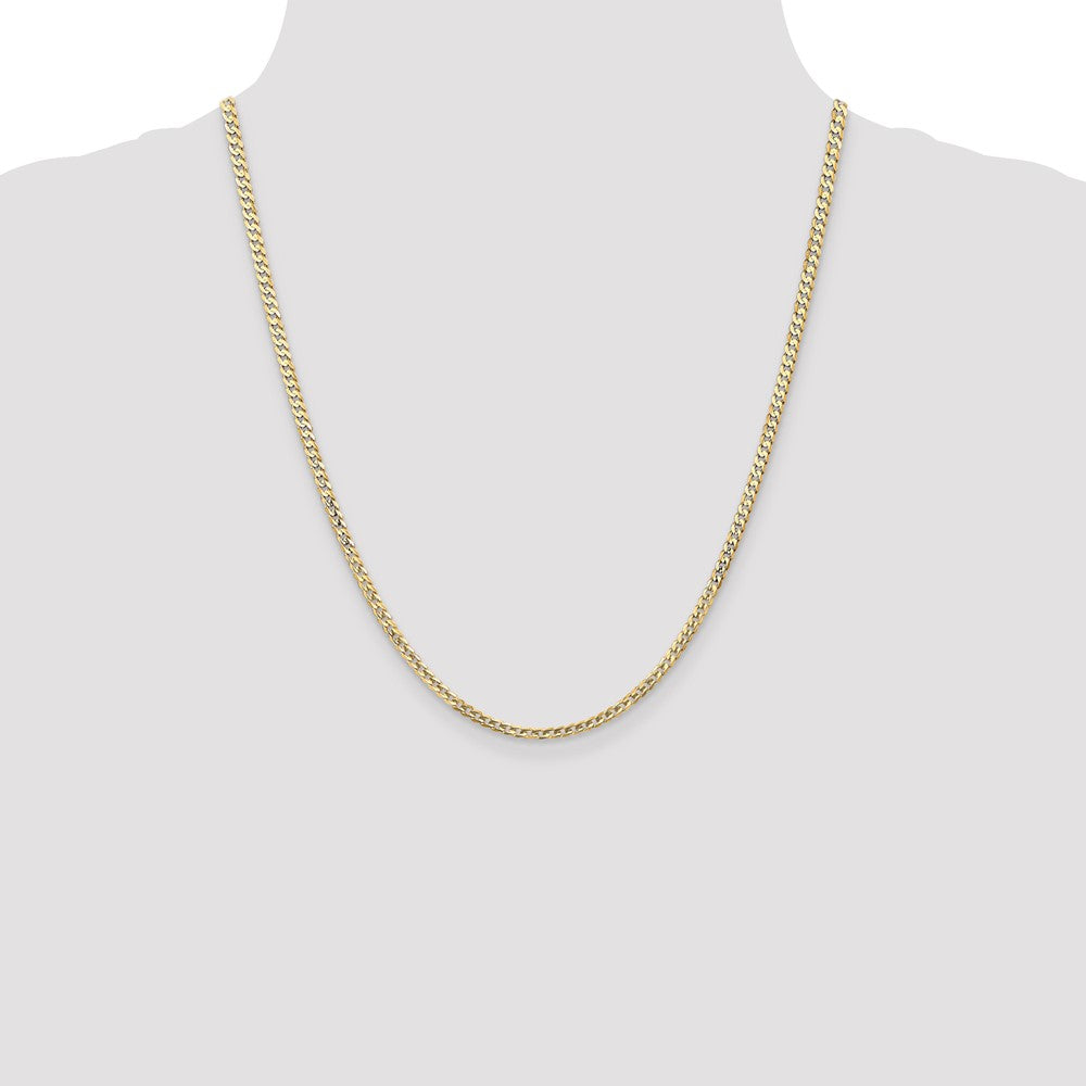 10k Yellow Gold 3 mm Open Concave Curb Chain 10K