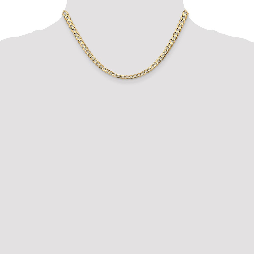 10k Yellow Gold 4.5 mm Open Concave Curb Chain 10K