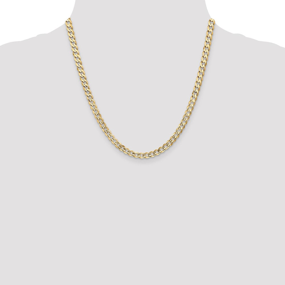 10k Yellow Gold 5.25 mm Open Concave Curb Chain 10K