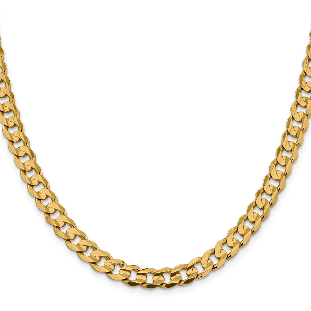 10k Yellow Gold 7.5 mm Open Concave Curb Chain 10K
