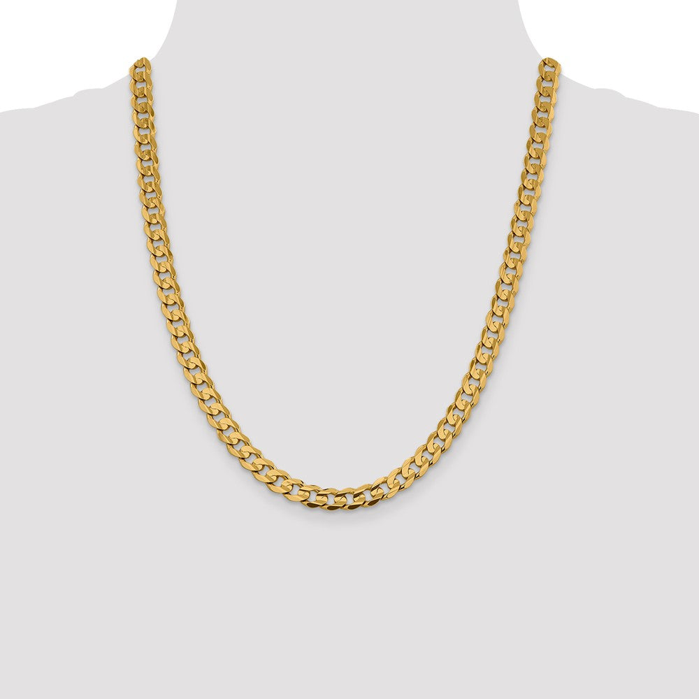 10k Yellow Gold 7.5 mm Open Concave Curb Chain 10K (30.63 grams)