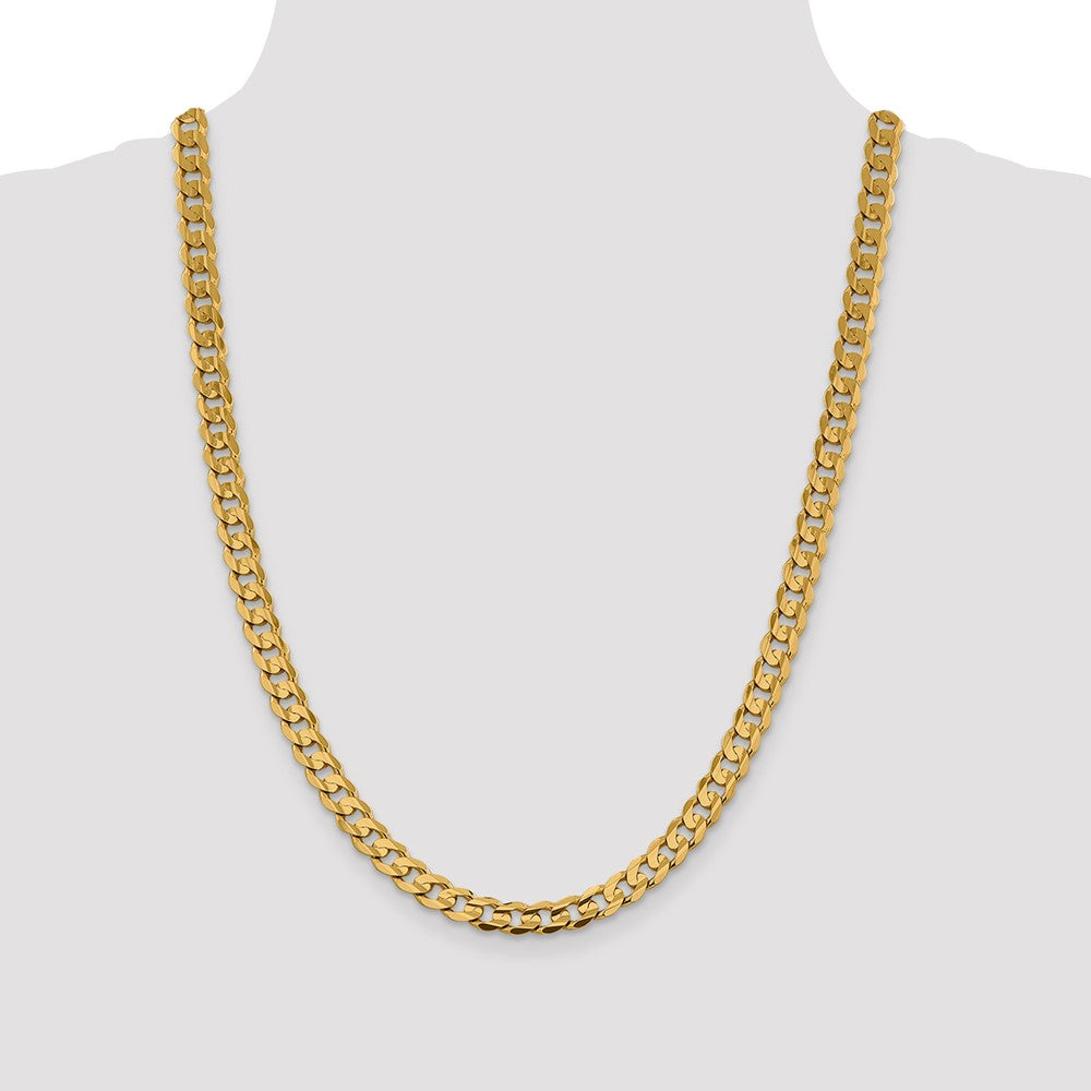 10k Yellow Gold 7.5 mm Open Concave Curb Chain 10K (30.63 grams)