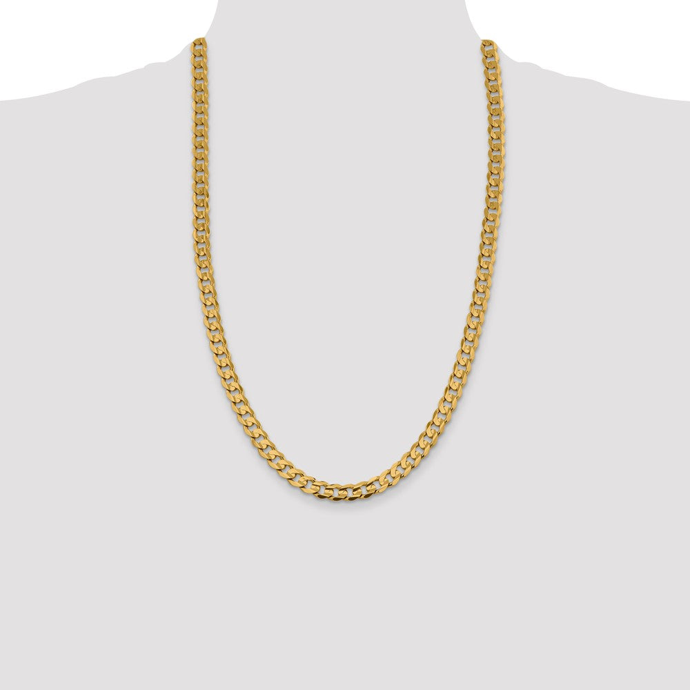 10k Yellow Gold 7.5 mm Open Concave Curb Chain 10K (30.63 grams)