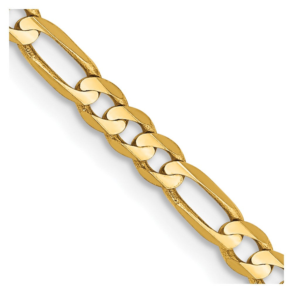 10k Yellow Gold 3 mm Concave Figaro Bracelet