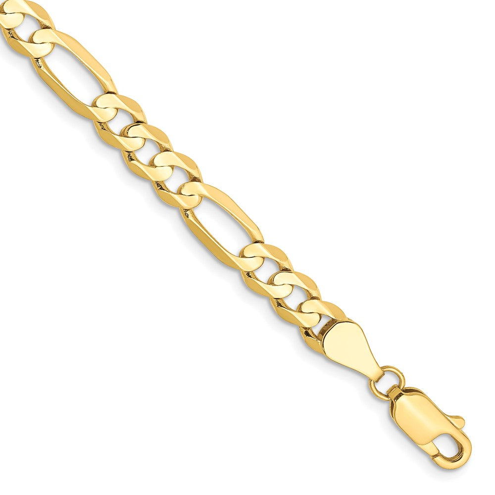 10k Yellow Gold 5.5 mm Concave Open Figaro Bracelet