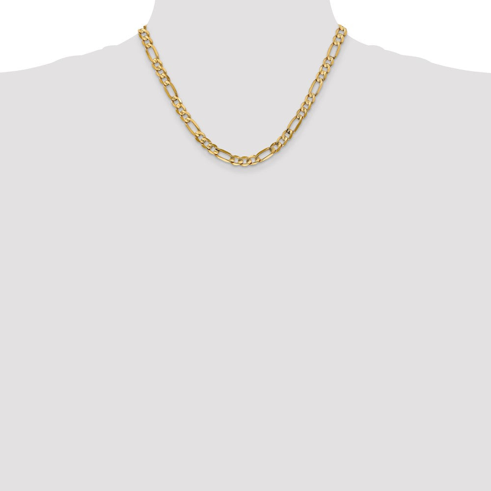 10k Yellow Gold 6 mm Concave Open Figaro Chain (16.12 grams)