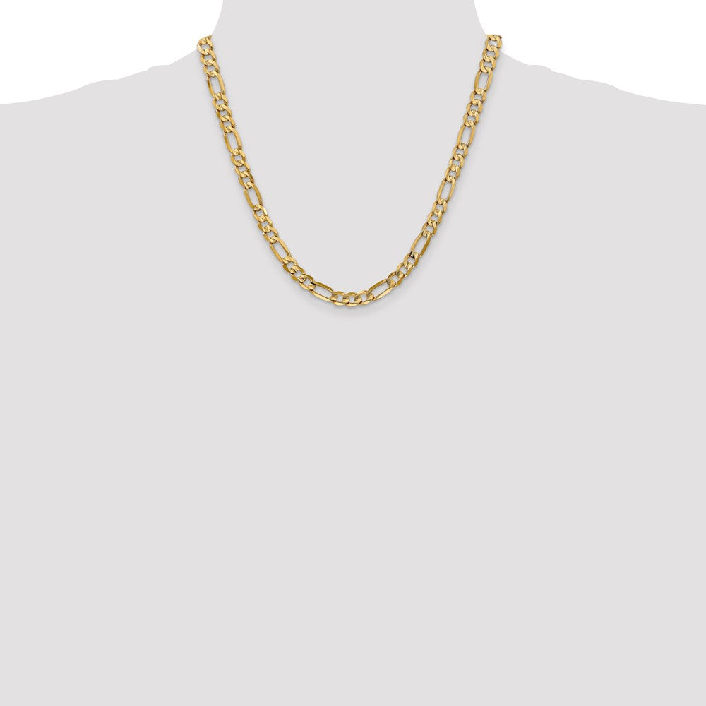 10k Yellow Gold 6 mm Concave Open Figaro Chain (16.12 grams)