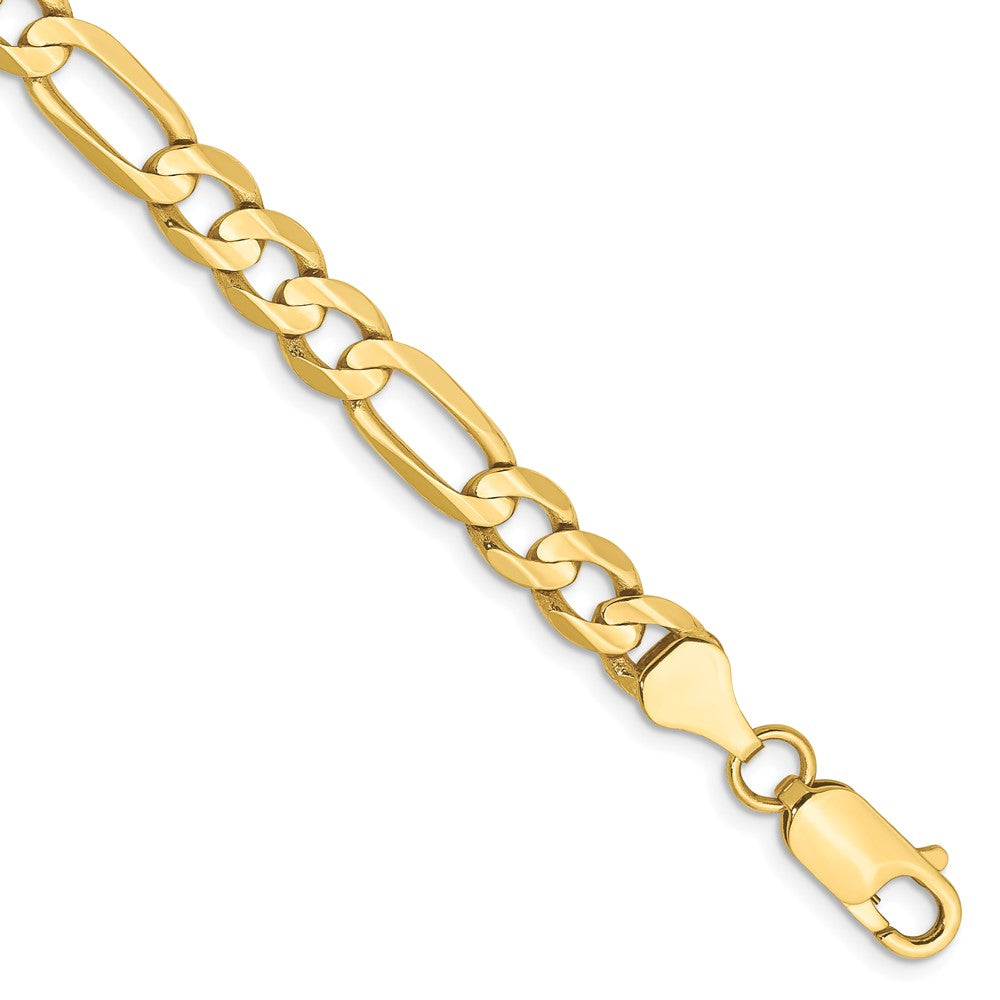 10k Yellow Gold 6 mm Concave Open Figaro Bracelet