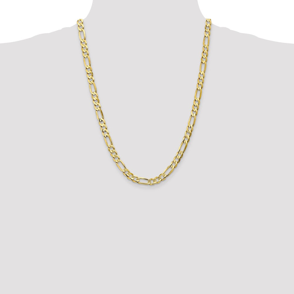 10k Yellow Gold 6.75 mm Concave Open Figaro Chain