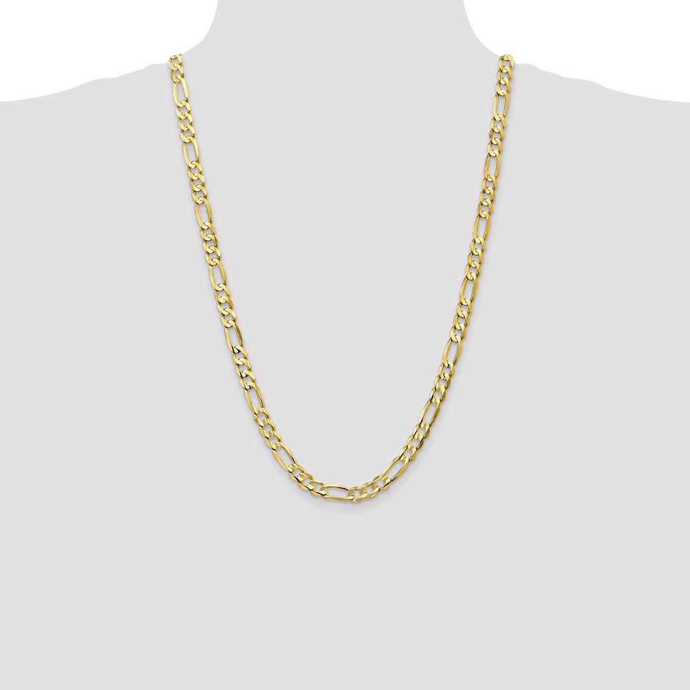 10k Yellow Gold 6.75 mm Concave Open Figaro Chain