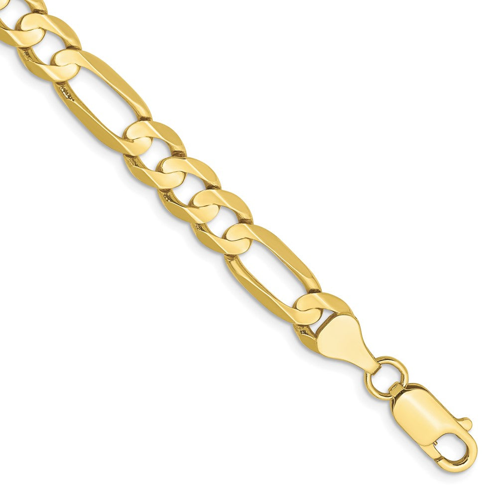 10k Yellow Gold 6.75 mm Concave Open Figaro Bracelet