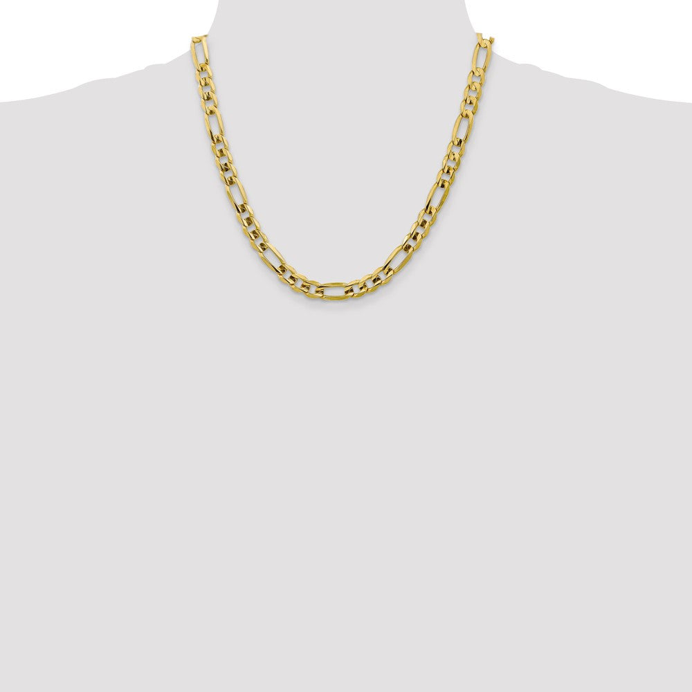 10k Yellow Gold 7.5 mm Concave Open Figaro Chain (30.55 grams)