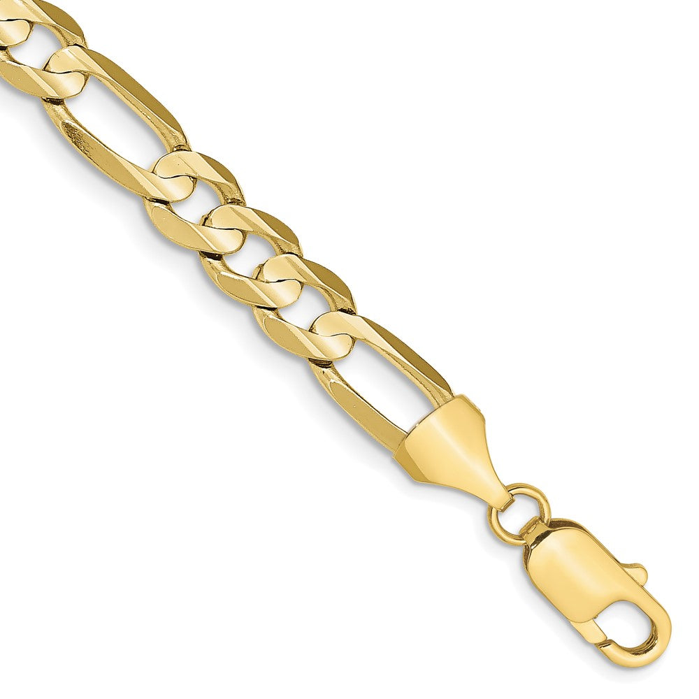 10k Yellow Gold 7.5 mm Concave Open Figaro Bracelet (12.26 grams)