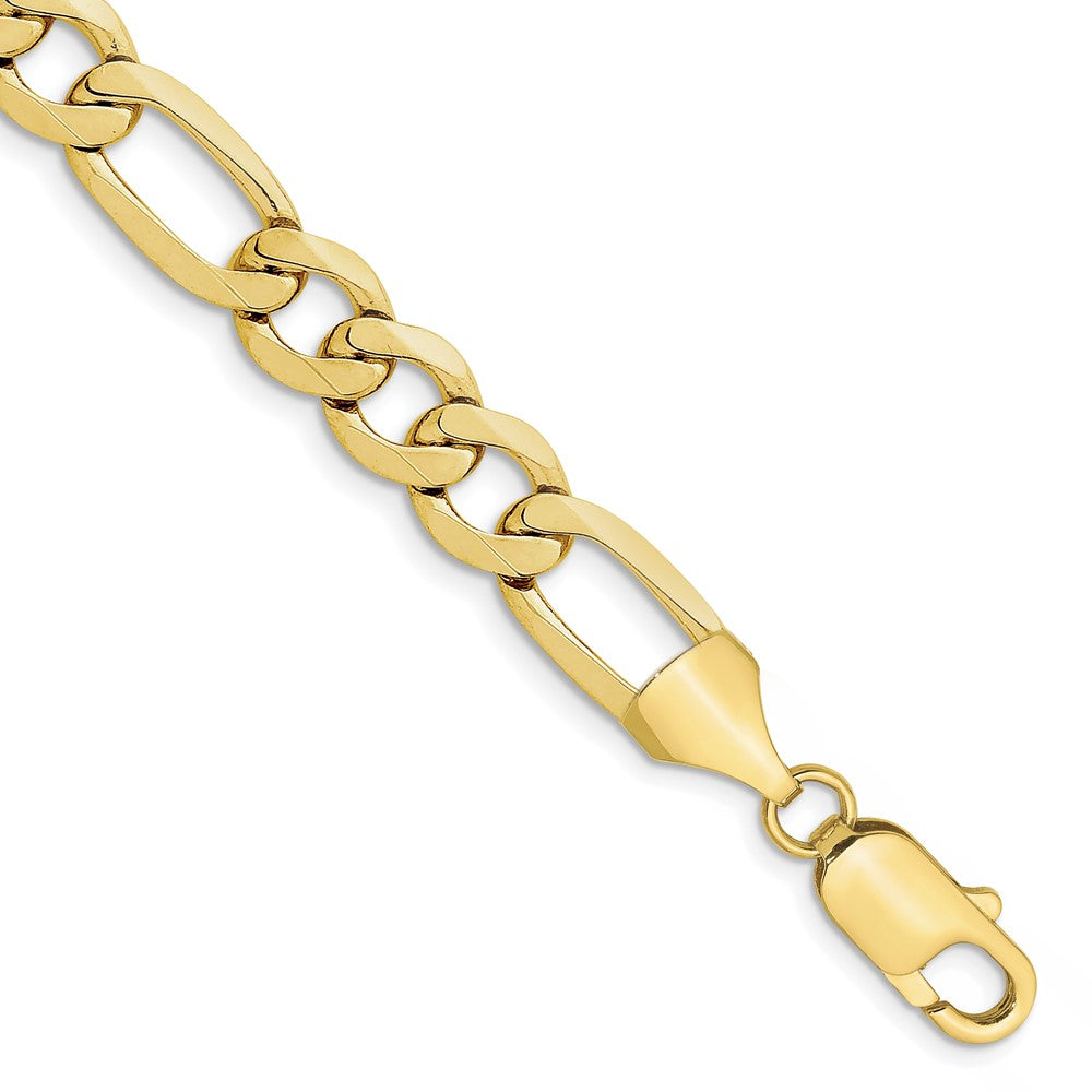 10k Yellow Gold 10 mm Concave Open Figaro Bracelet (23.23 grams)