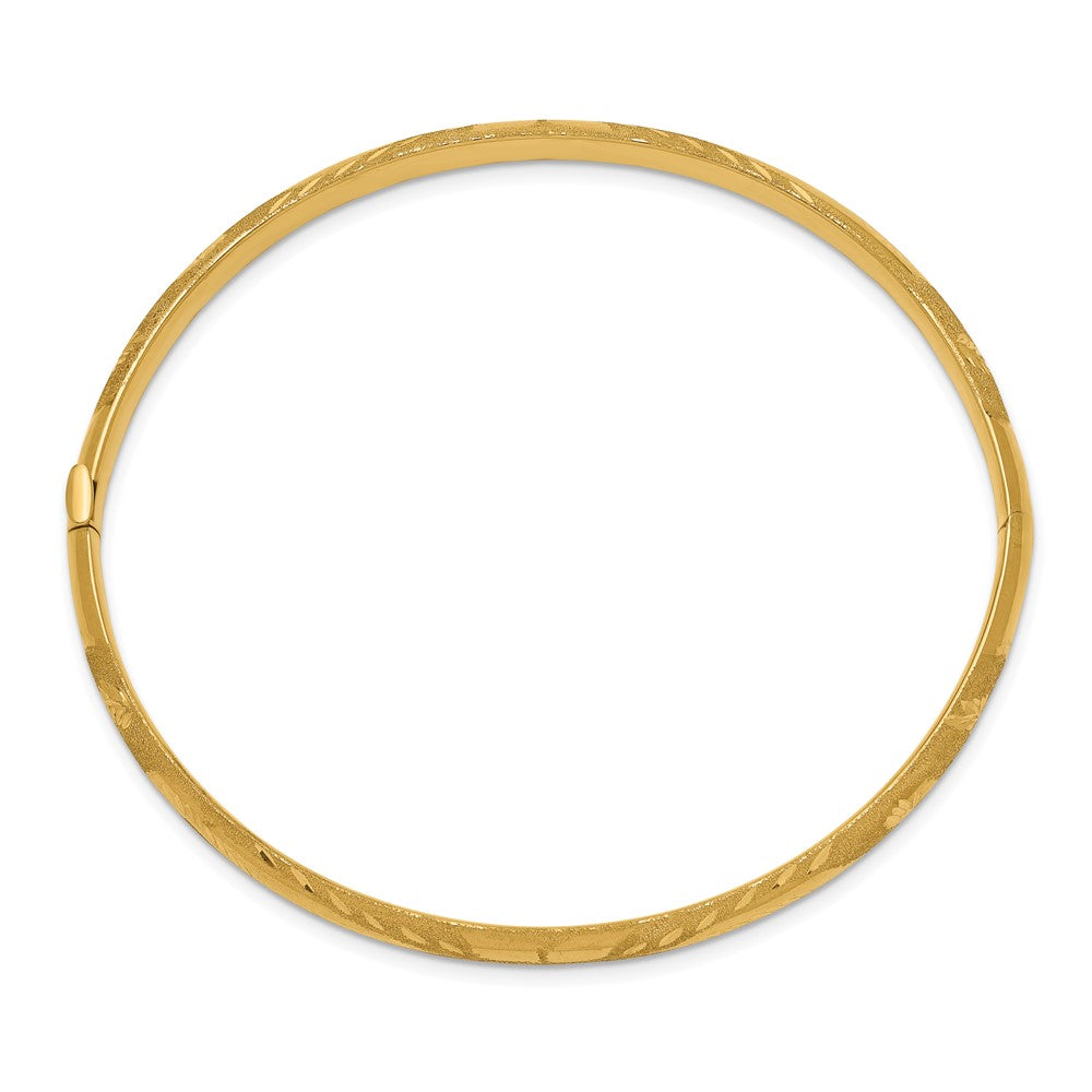 10k Yellow Gold 5 mm 3/16 Laser Cut Hinged Bangle Bracelet