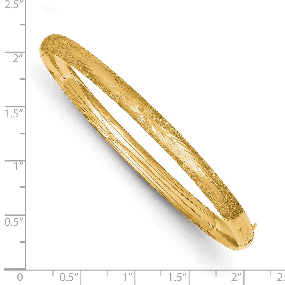 10k Yellow Gold 5 mm 3/16 Laser Cut Hinged Bangle Bracelet (3.84 grams)