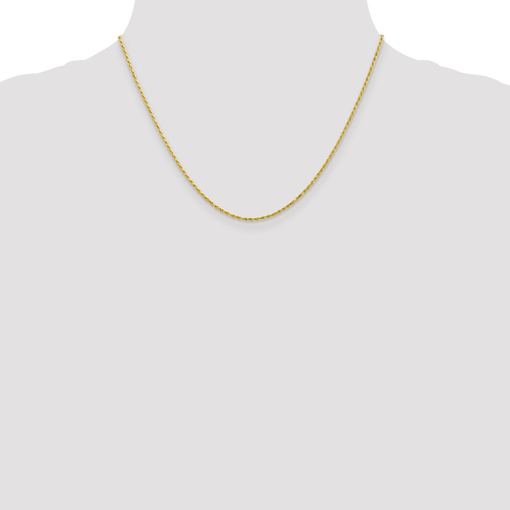 10k Yellow Gold 1.3 mm D/C Machine Made Rope Chain