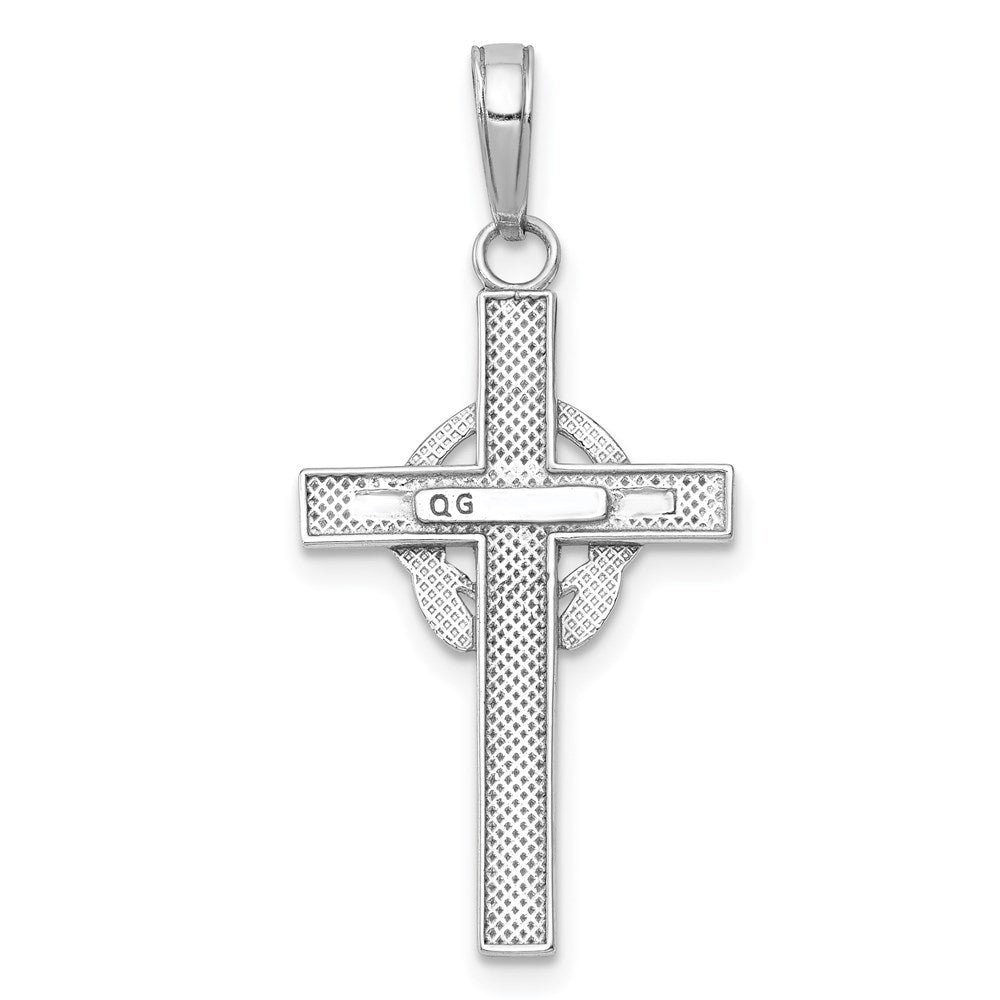 10k White Gold 26 mm  Polished Claddagh Cross Pendant (0.97 grams)