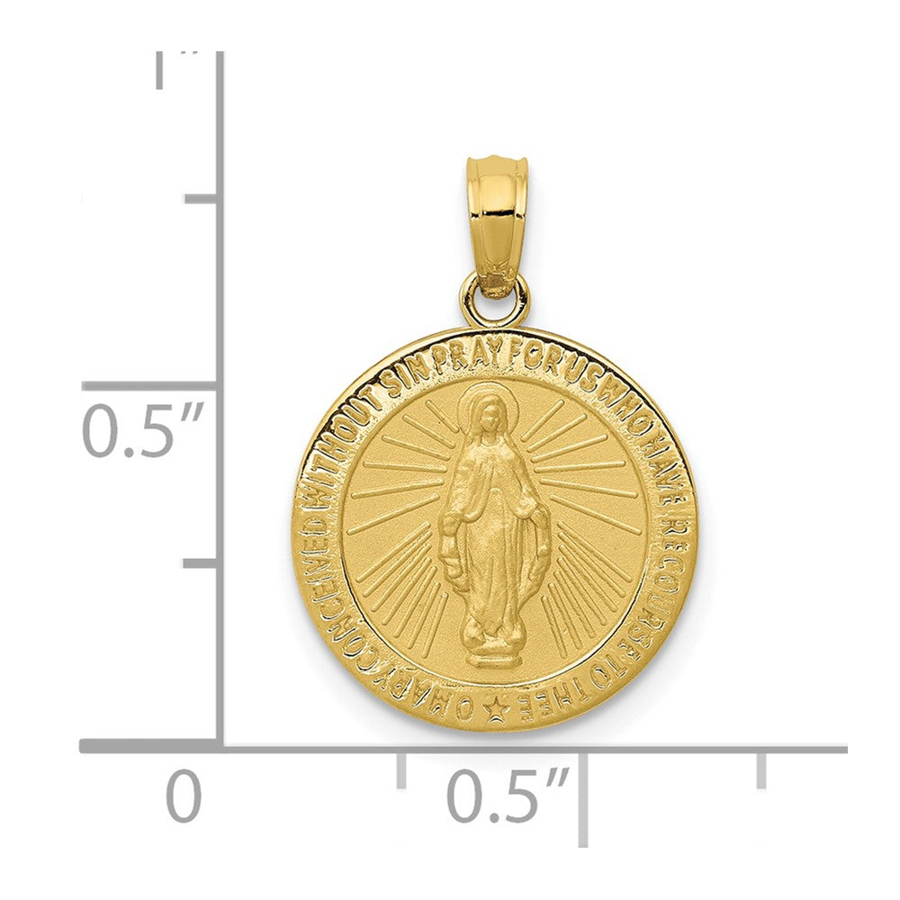 10k Yellow Gold 15 mm Miraculous Medal Pendant (1.55 grams)