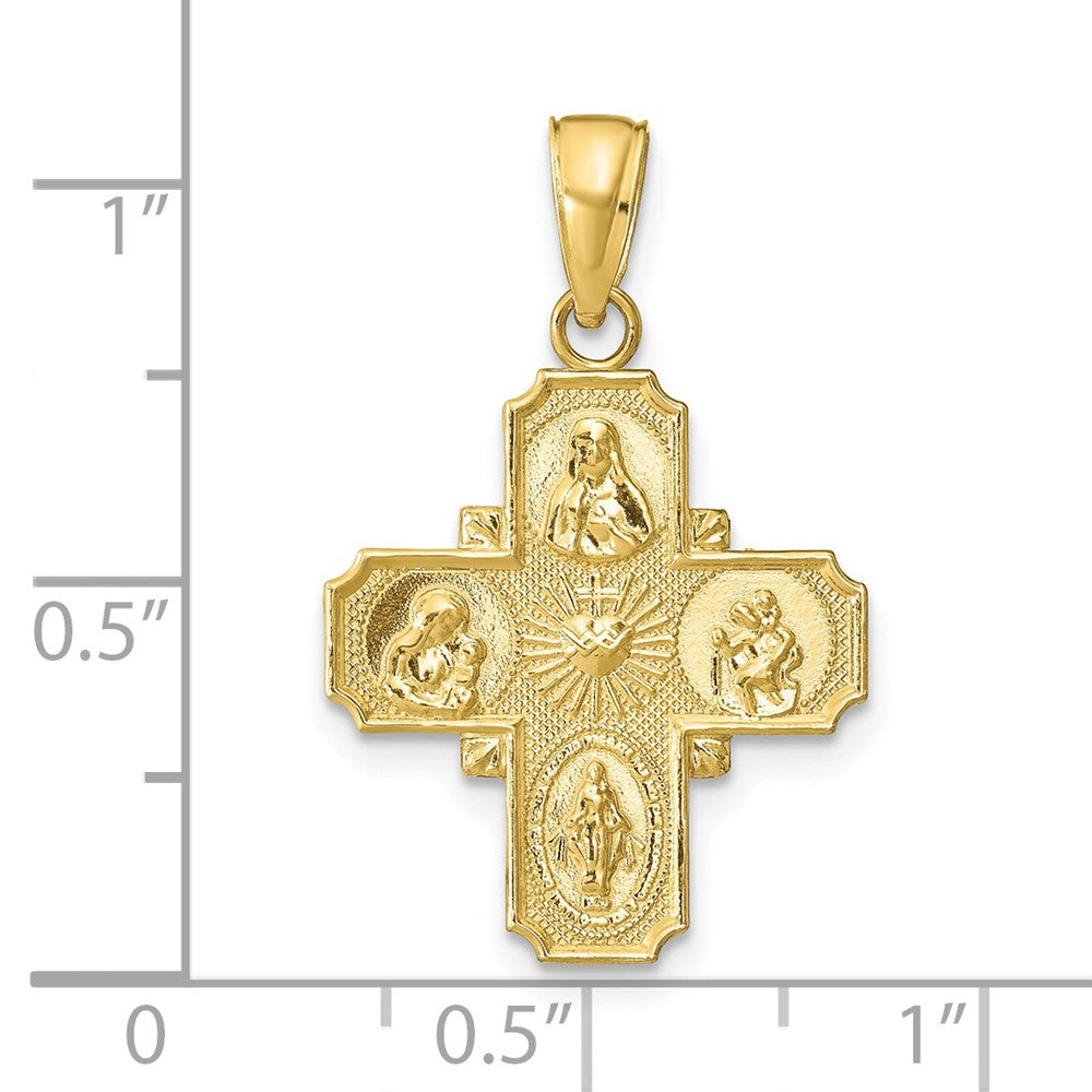 10k Yellow Gold 19 mm 4-Way Medal Pendant (1.37 grams)