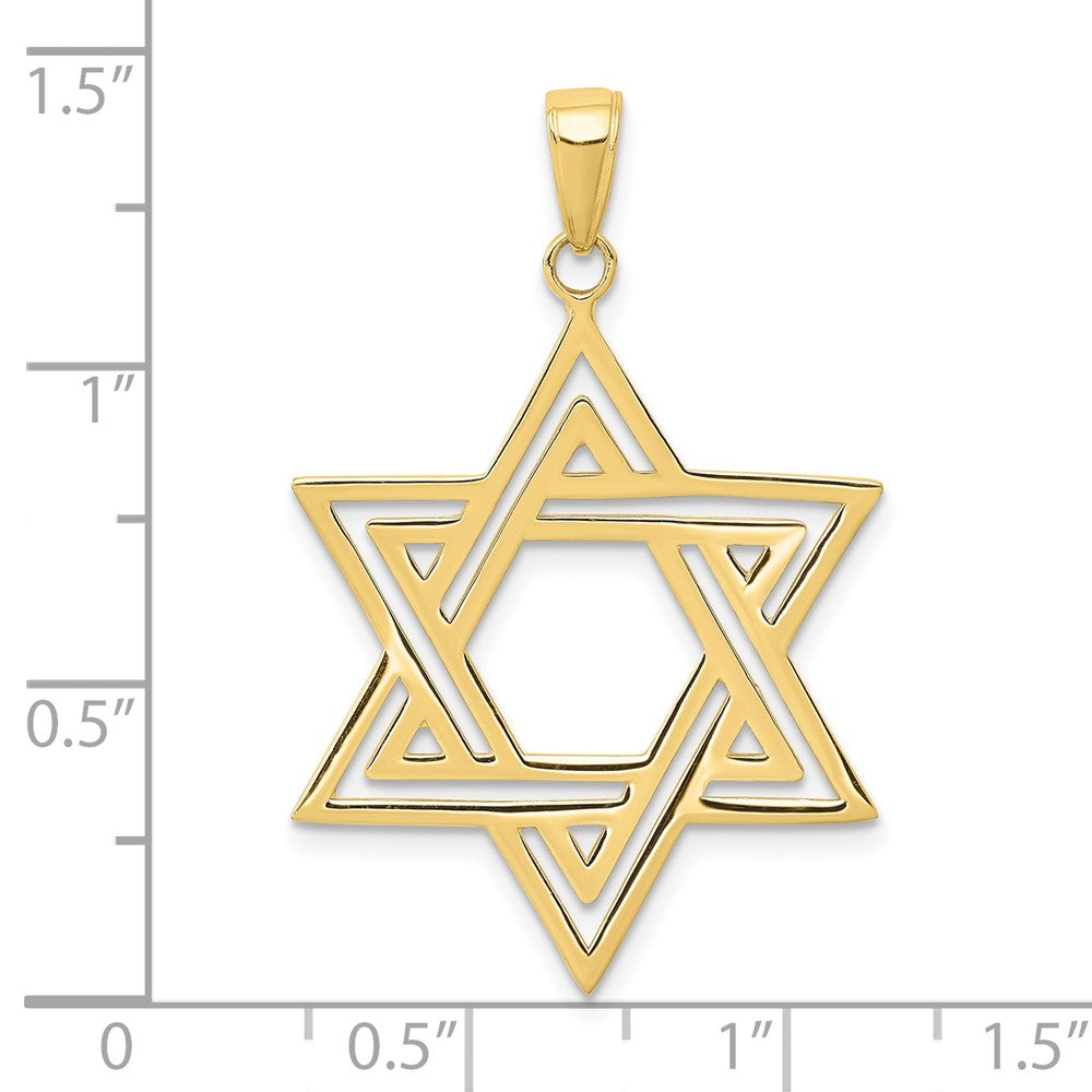 10k Yellow Gold 25 mm Solid Polished Star of David Charm (1.56 grams)