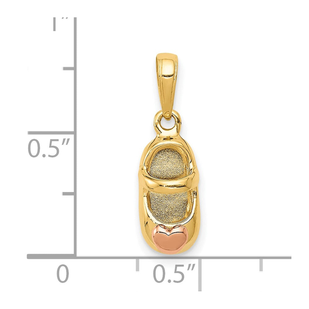 10k Two-tone 7 mm 3D Two-tone Baby Shoe Charm (1.48 grams)