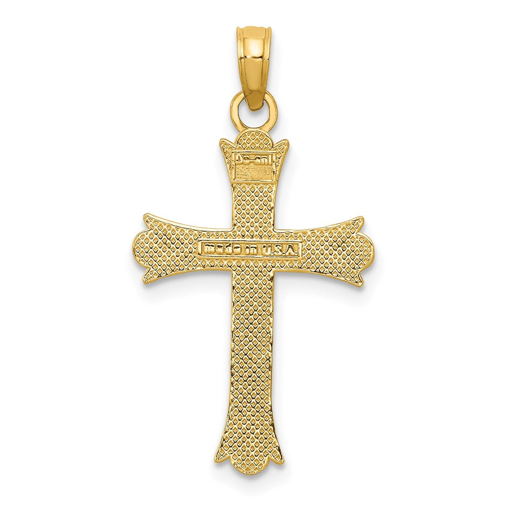 10k Yellow Gold 15 mm Fleur De Lis Cross Pendant (1.01 grams)