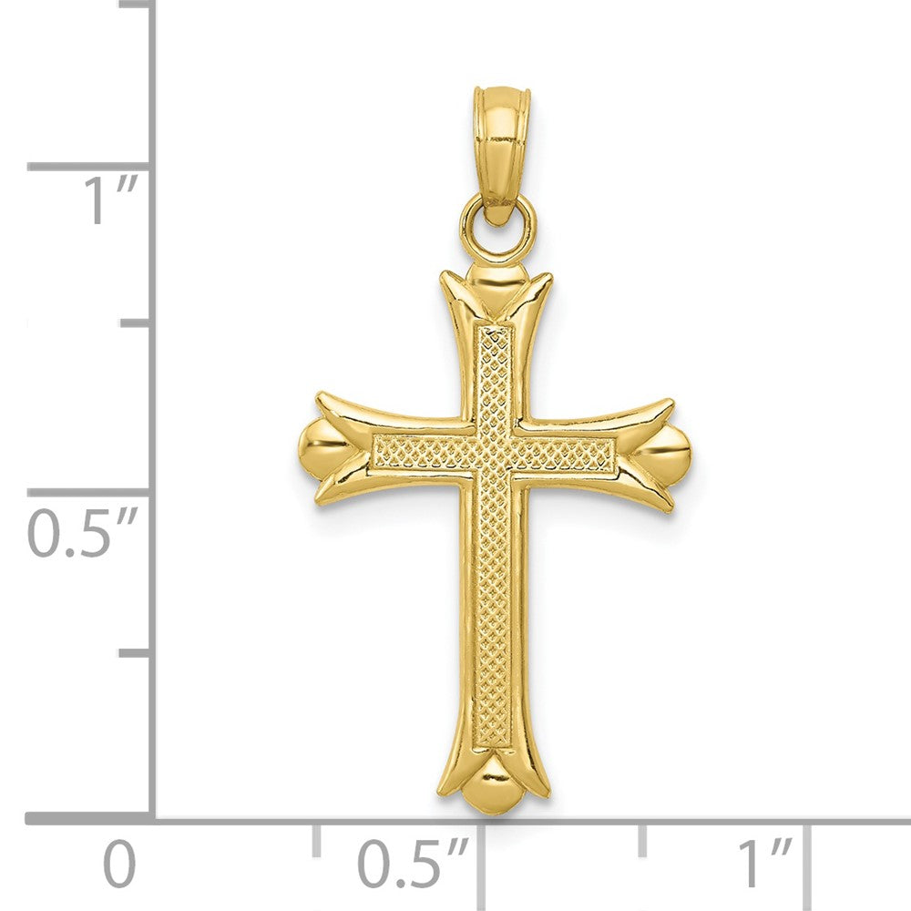 10k Yellow Gold 15 mm Fleur De Lis Cross Pendant (1.01 grams)