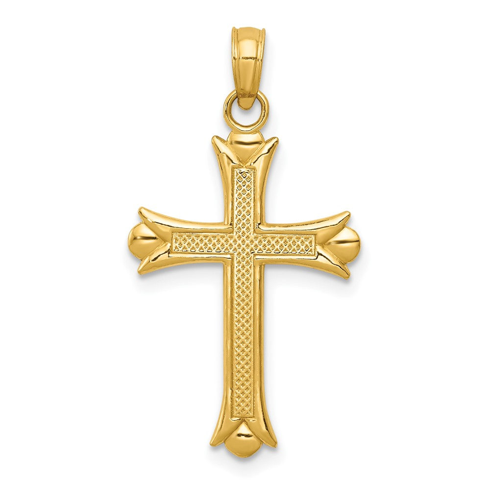 10k Yellow Gold 15 mm Fleur De Lis Cross Pendant (1.01 grams)