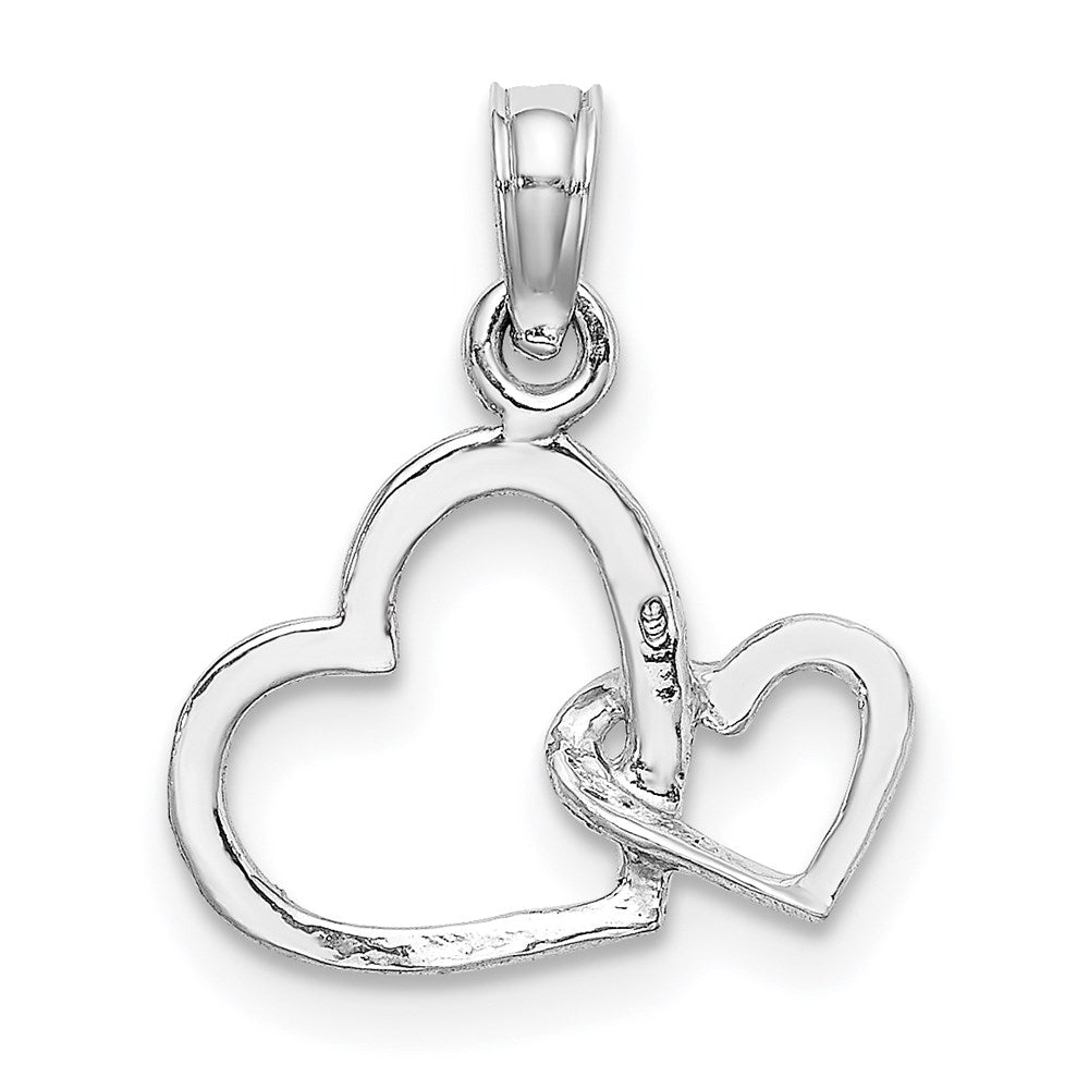 10K White Gold Polished Intertwined Double Heart Pendant (0.57 grams)