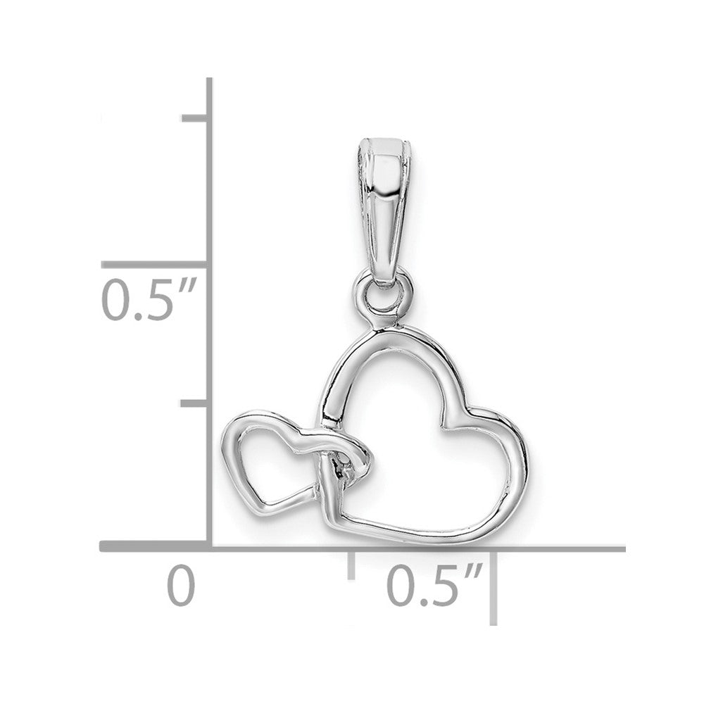 10K White Gold Polished Intertwined Double Heart Pendant (0.57 grams)