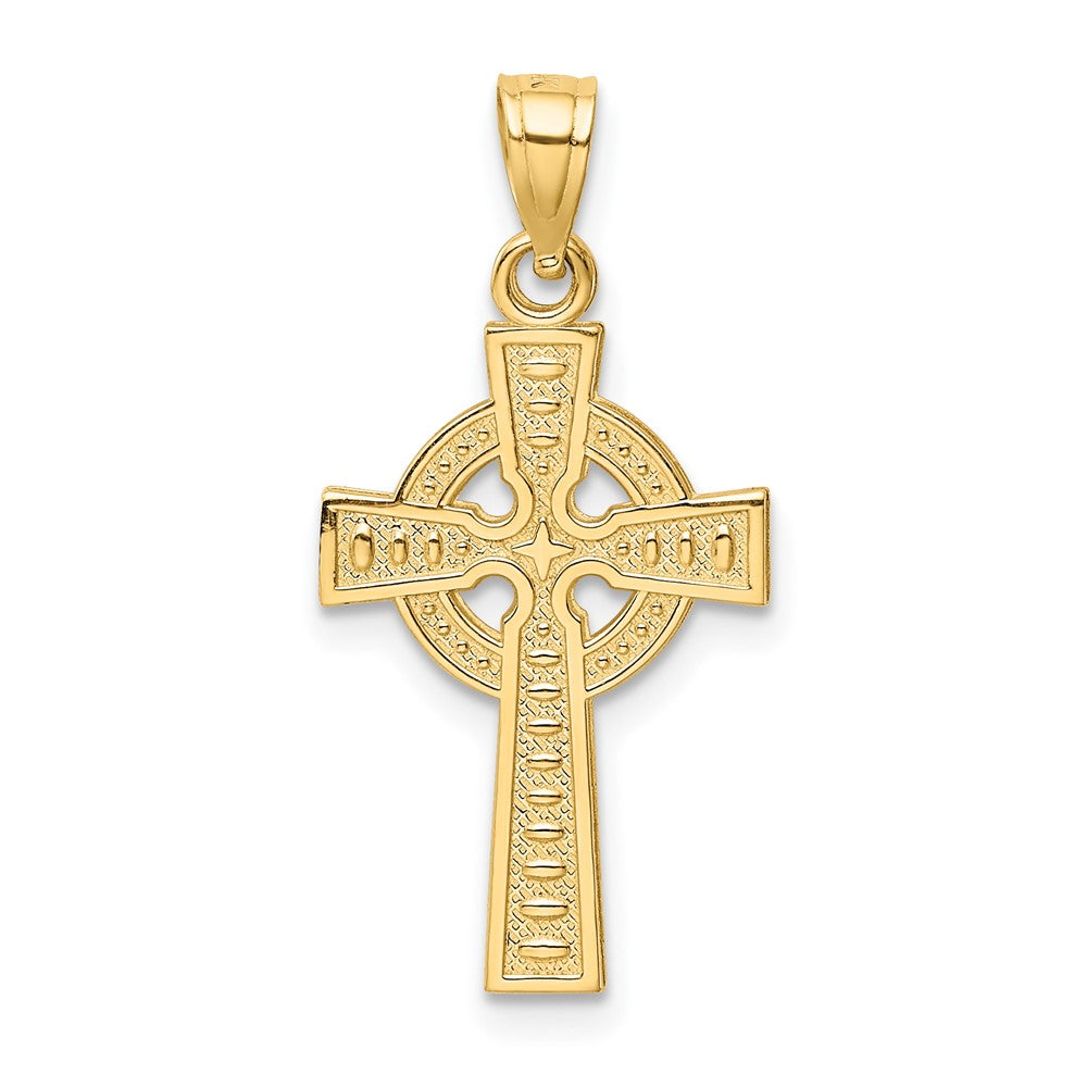 10k Yellow Gold 19 mm Reversible GOD IS LOVE Celtic Cross Pendant