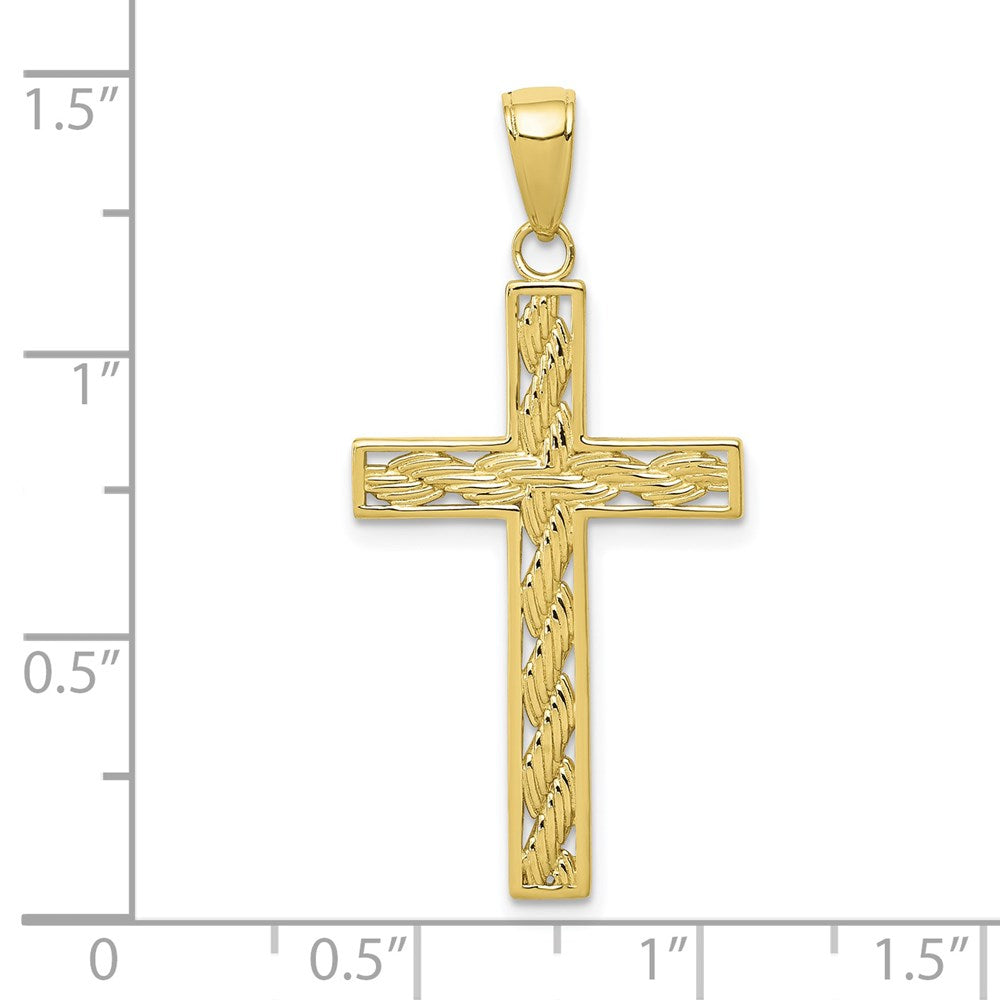 10k Yellow Gold 17 mm Rope Cross Pendant (1.22 grams)