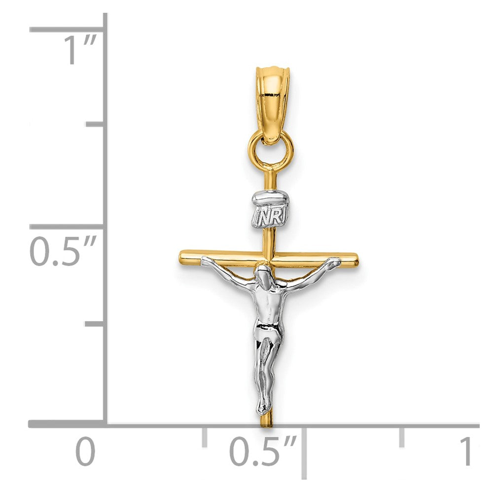 10k Two-tone 11.25 mm INRI Jesus Crucifix Pendant