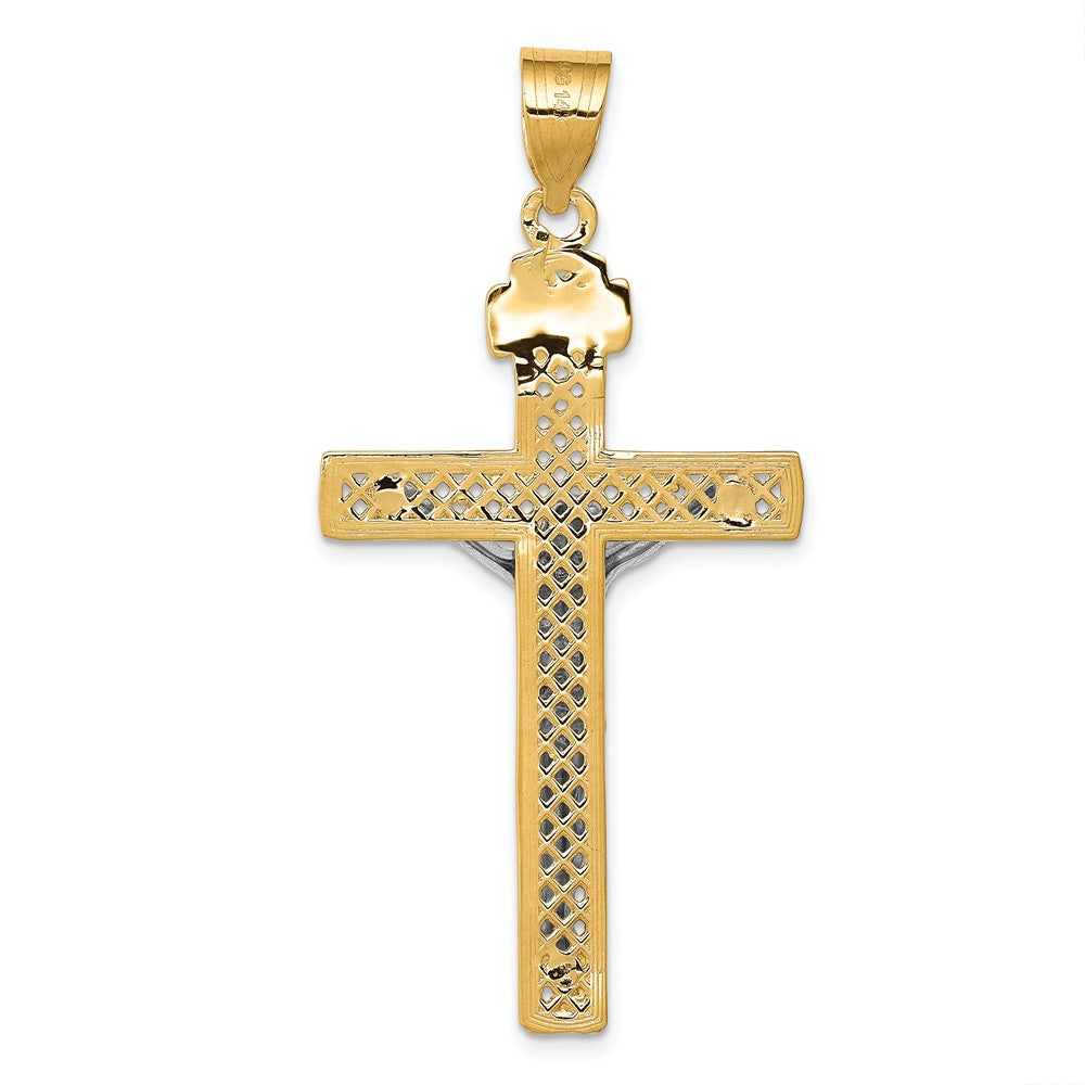 10k Two-tone 24 mm INRI Jesus Crucifix Pendant (2.7 grams)