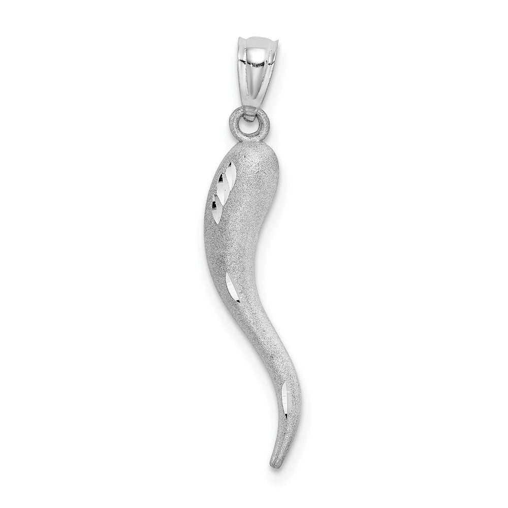 10k White Gold 5 mm Solid D/C Italian Horn Charm (1.71 grams)