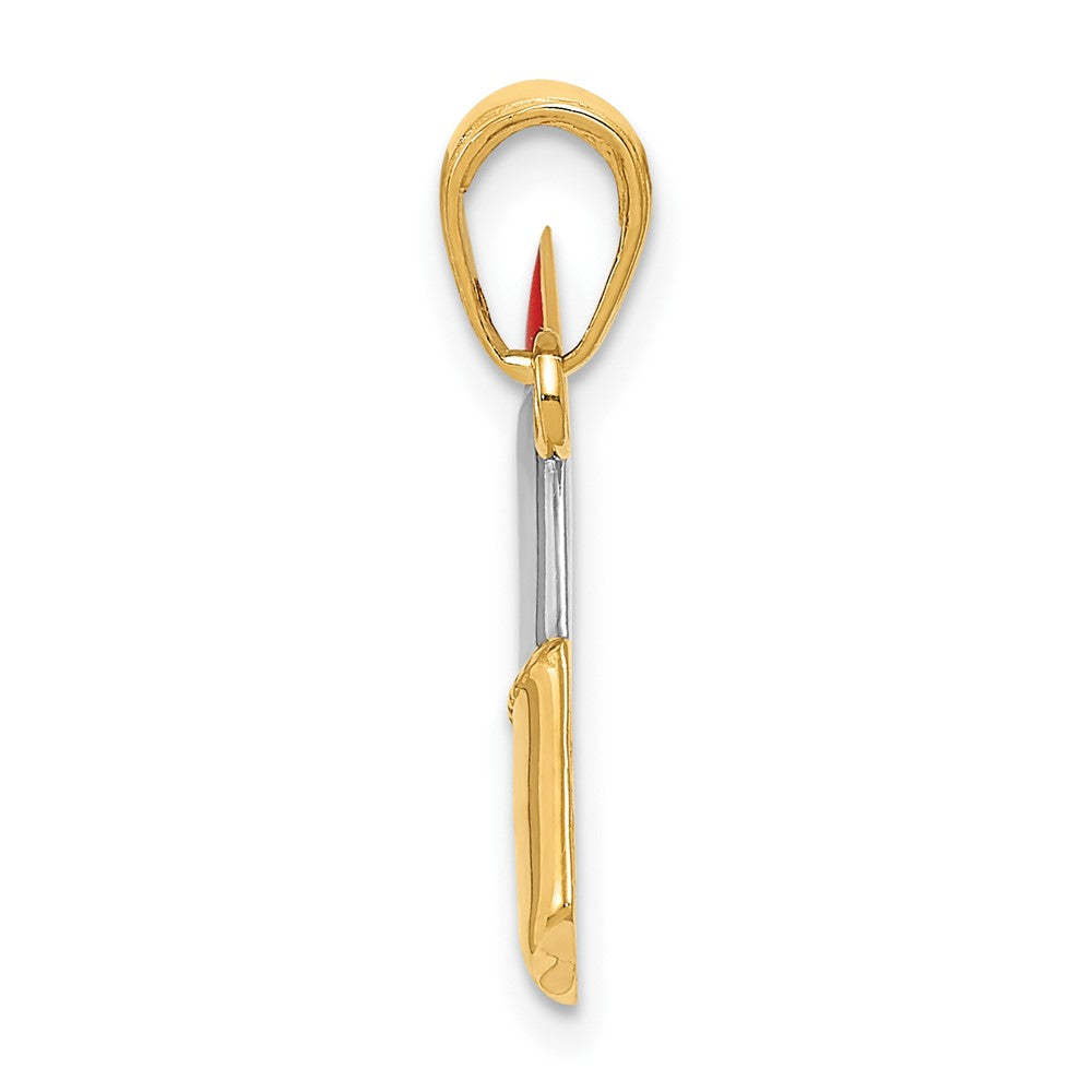 10k Yellow w/Rhodium 5 mm  Enameled Lipstick Charm (0.62 grams)