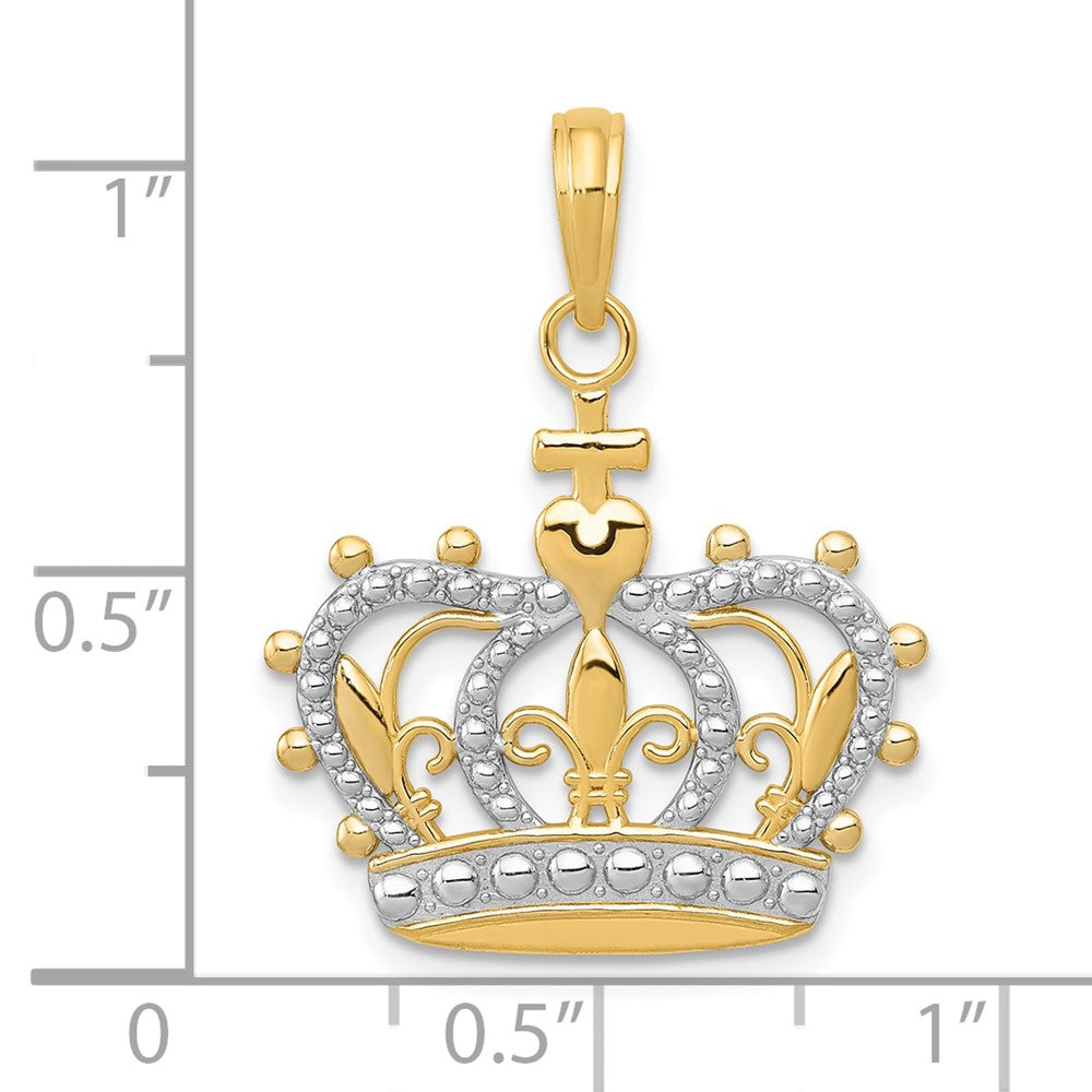 10k Yellow w/Rhodium 20.5 mm  Crown Pendant (1.4 grams)