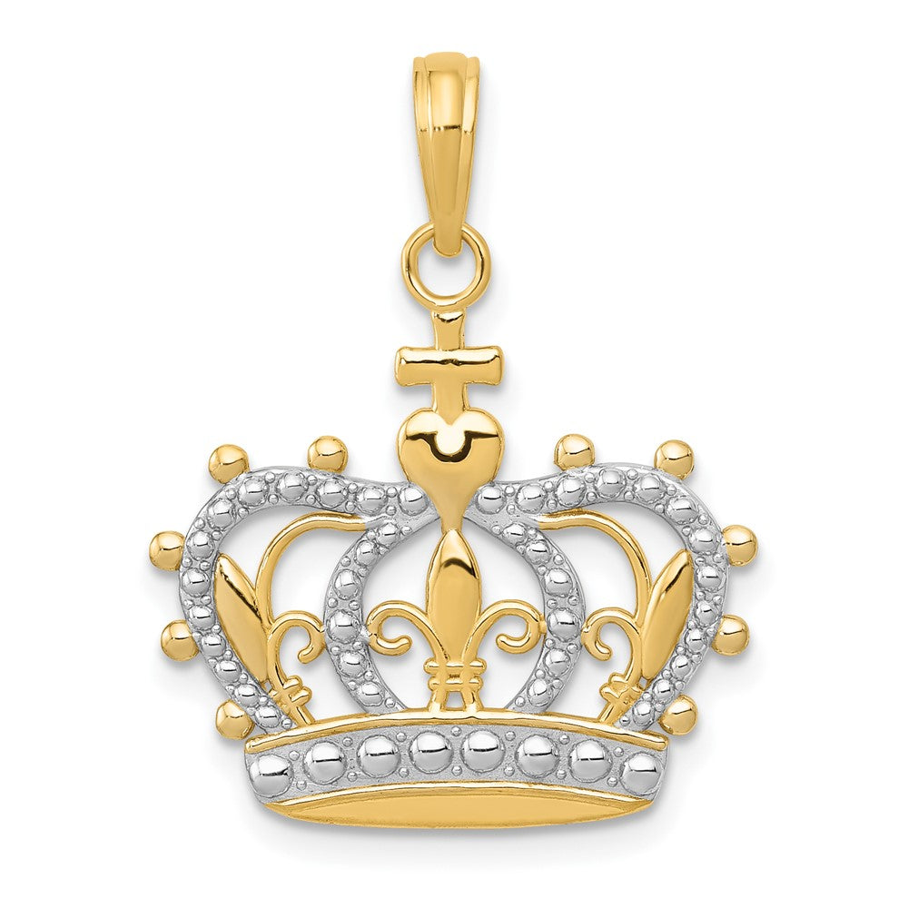 10k Yellow w/Rhodium 20.5 mm  Crown Pendant (1.4 grams)