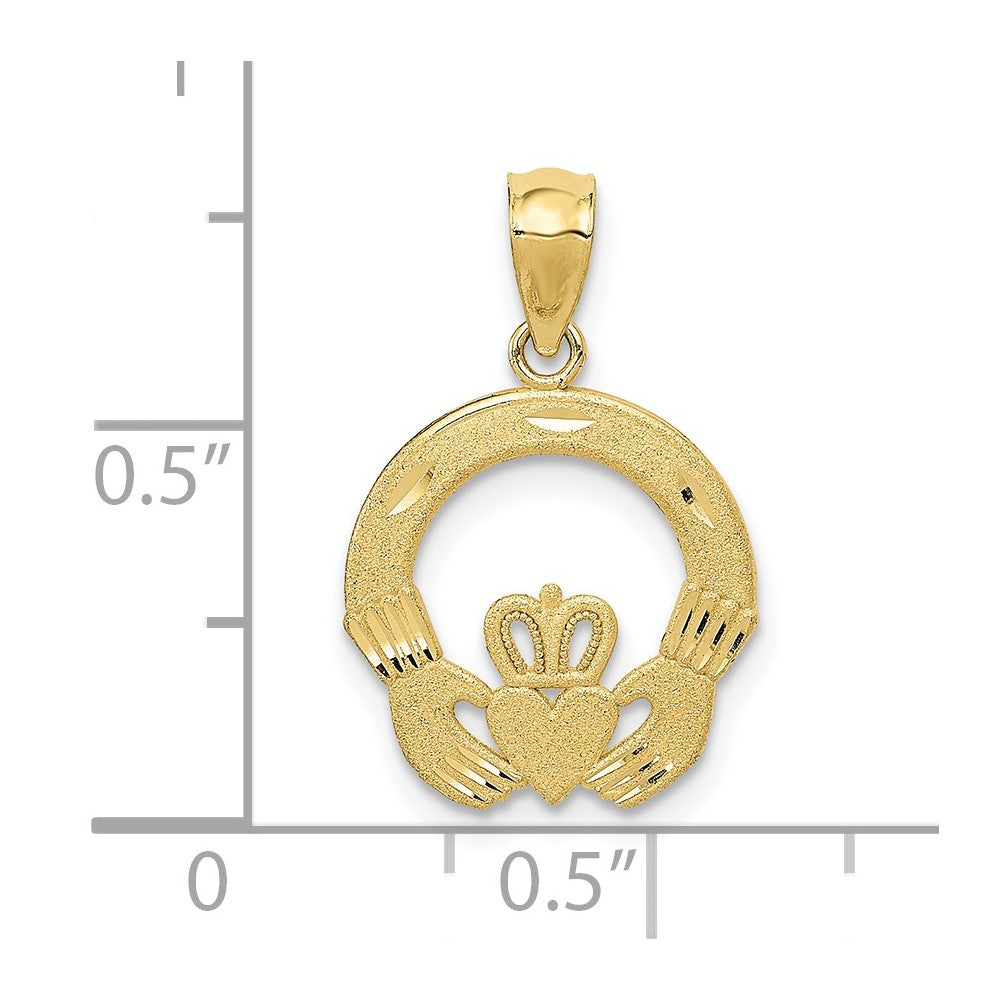 10k Yellow Gold 14 mm Claddagh Charm (0.8 grams)