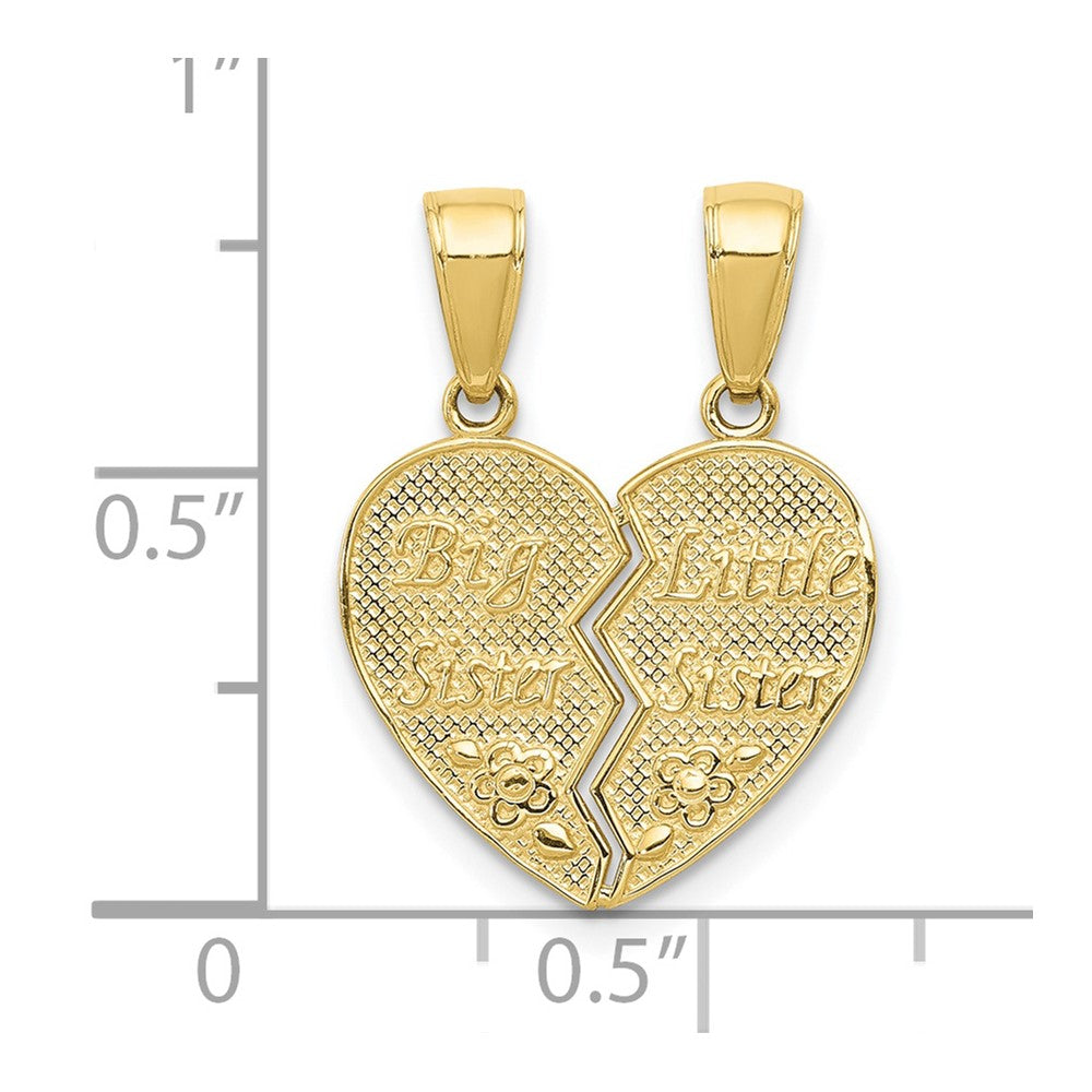 10k Yellow Gold 15 mm Big Sister/Little Sister Break-apart Charm (1.33 grams)