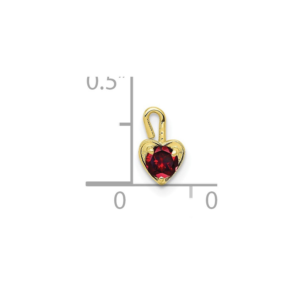 10ky January Synthetic Birthstone Heart Charm (0.19 grams)
