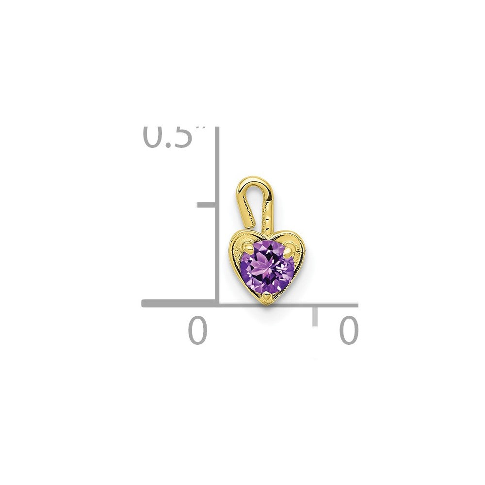 10ky February Synthetic Birthstone Heart Charm (0.19 grams)