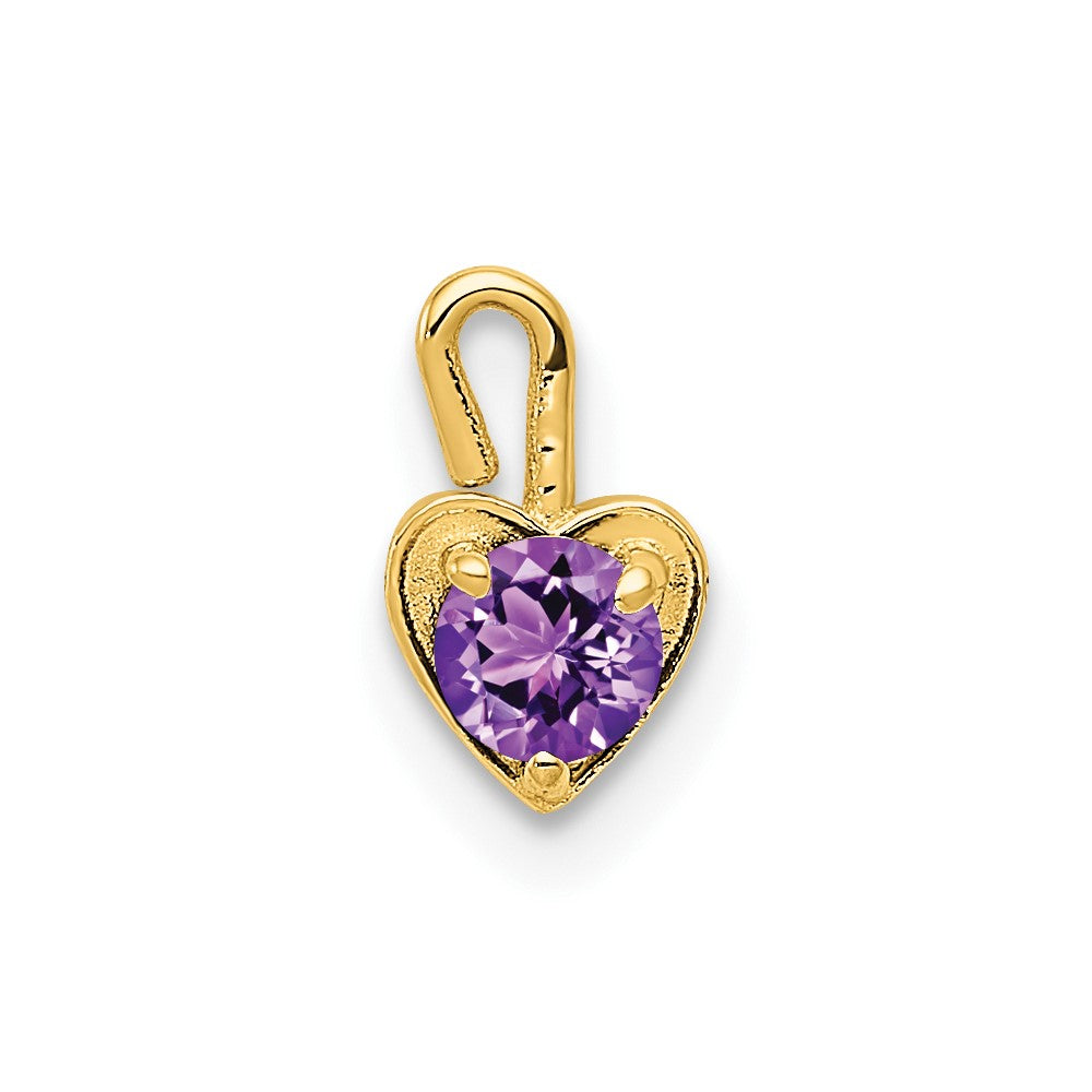 10ky February Synthetic Birthstone Heart Charm (0.19 grams)