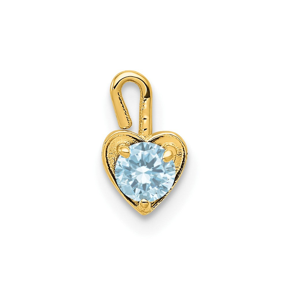 10ky March Synthetic Birthstone Heart Charm (0.19 grams)