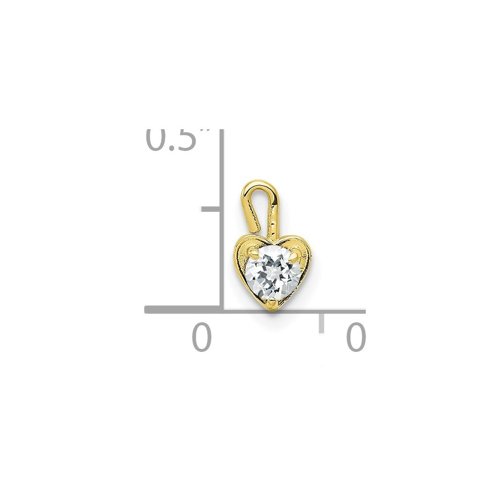 10ky April Synthetic Birthstone Heart Charm (0.19 grams)