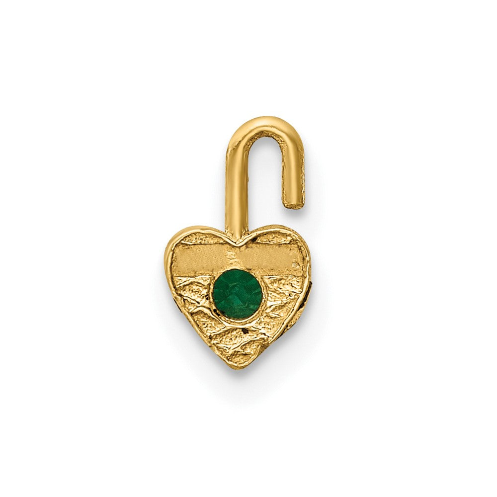 10ky May Green Crystal Birthstone Heart Charm (0.19 grams)