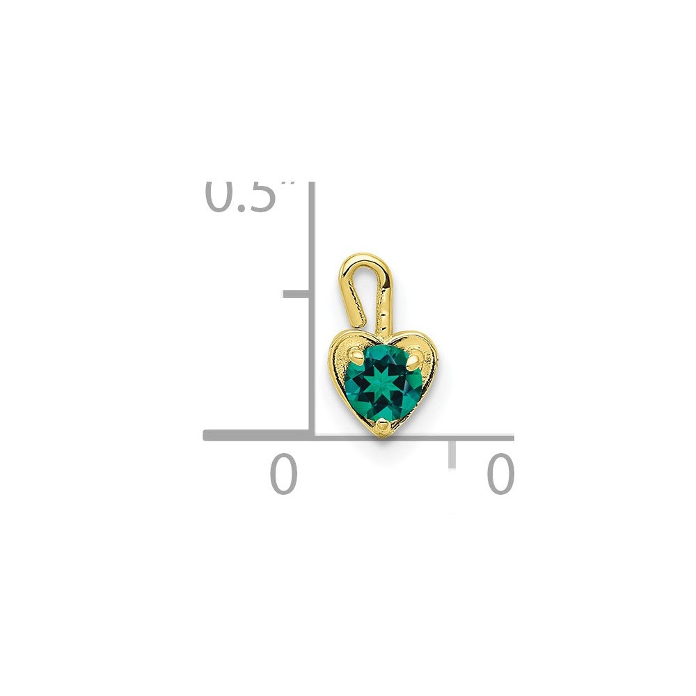10ky May Green Crystal Birthstone Heart Charm (0.19 grams)
