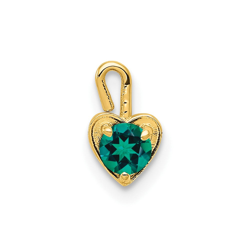 10ky May Green Crystal Birthstone Heart Charm (0.19 grams)