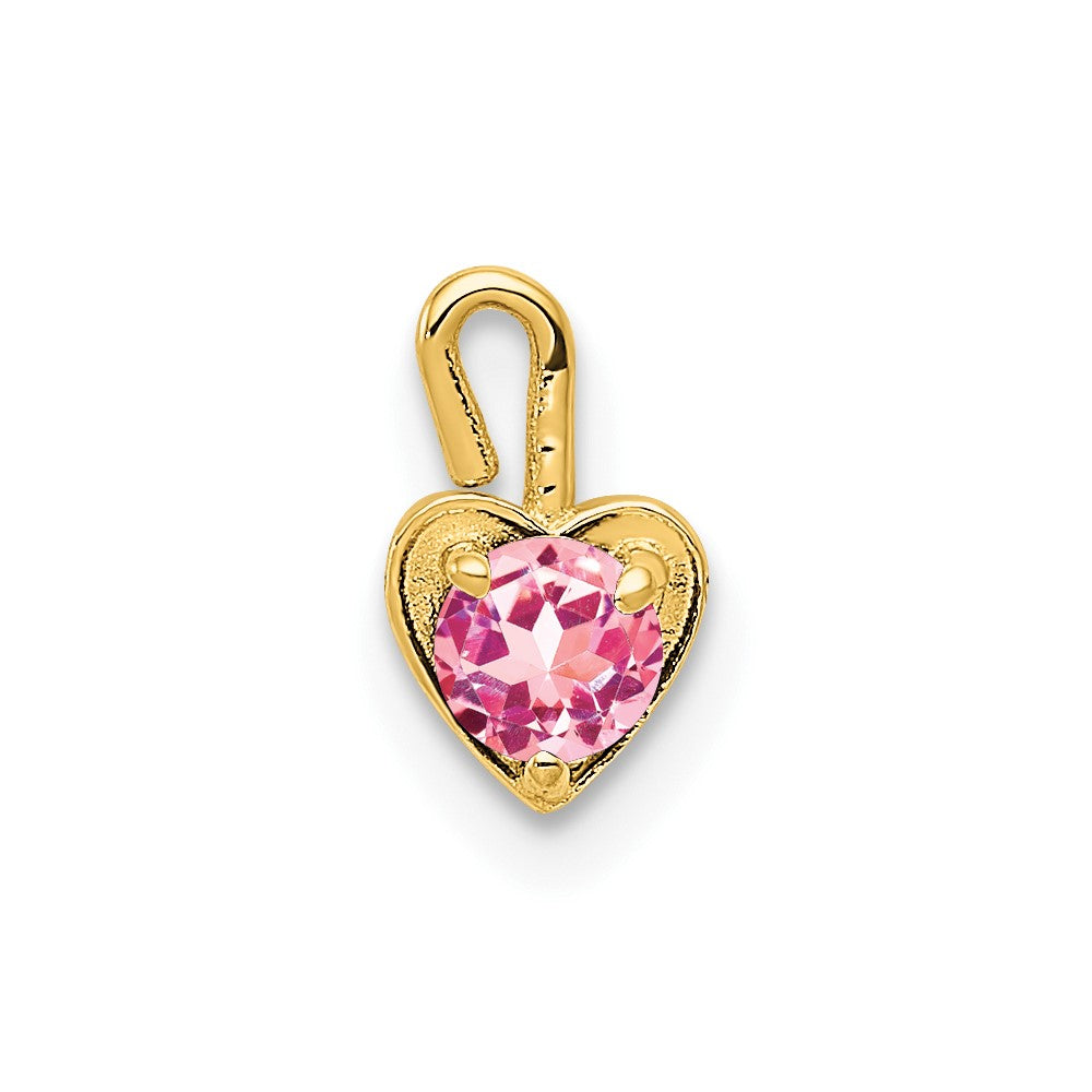 10ky October Synthetic Birthstone Heart Charm (0.19 grams)